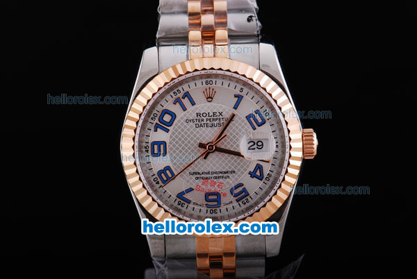 Rolex Datejust Oyster Perpetual Automatic Two Tone with White Dial and Rose Gold Bezel-Blue Marking - Click Image to Close